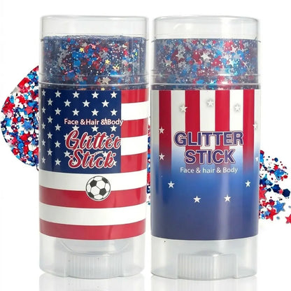 🔥LAST DAY 70% OFF 4th of July Glitter Stick - Red White Blue Patriotic Sparkle Gel for Face Hair & Body
