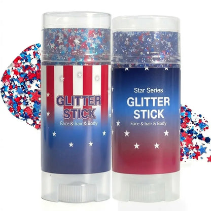 🔥LAST DAY 70% OFF 4th of July Glitter Stick - Red White Blue Patriotic Sparkle Gel for Face Hair & Body